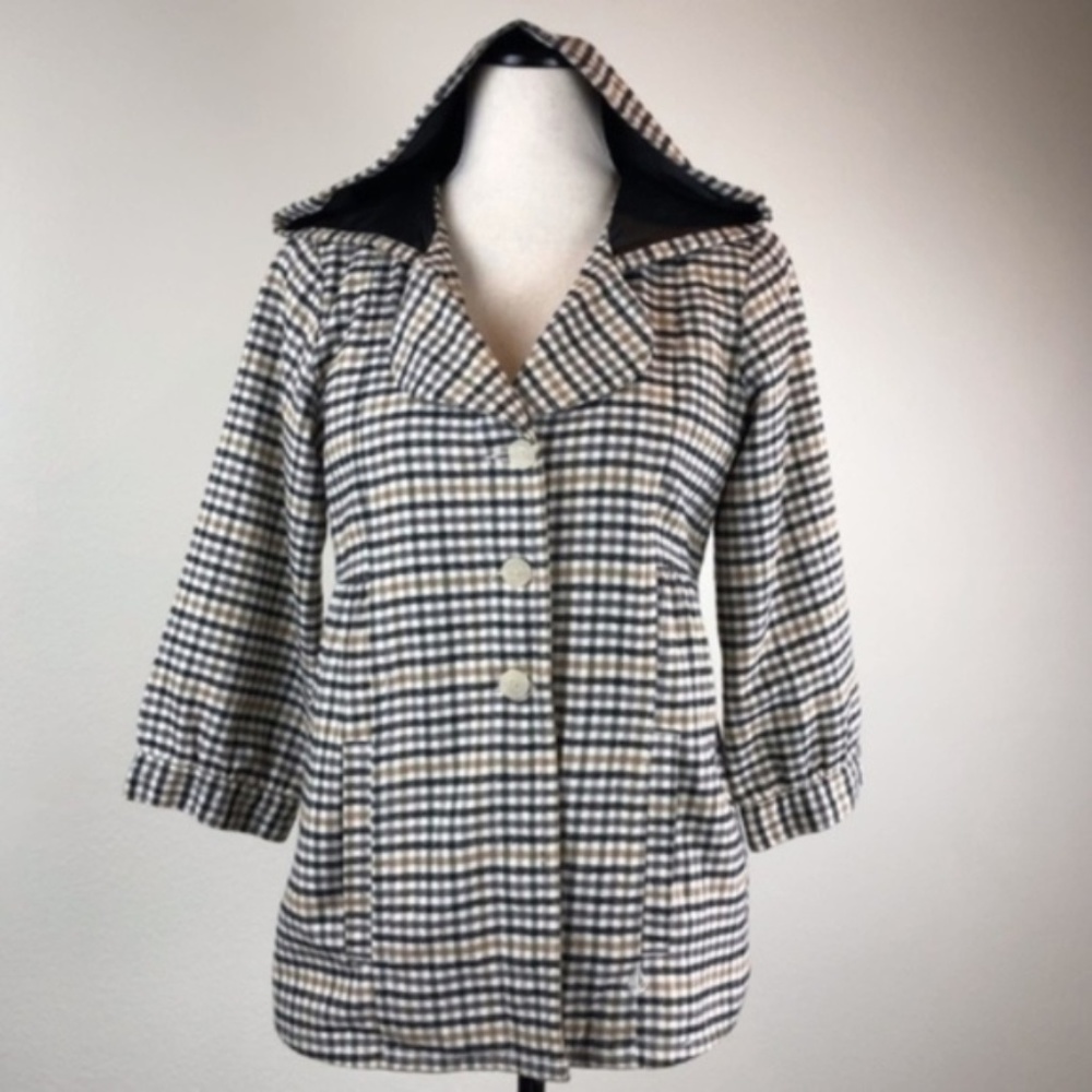 Volcom Hooded Plaid Button Down Jacket Size Med